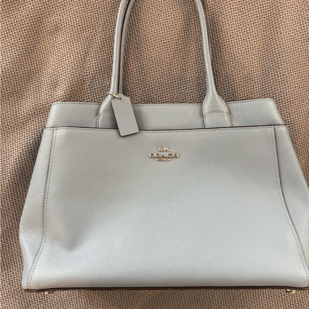 Coach Blue Leather Tote with Classic Silhouette